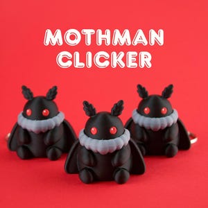 Mothman Clicker Keychain, 3D Printed Cryptid Fidget Toy, Cryptid Lover Gift, Gothic Backpack Charm, Spooky Fidget
