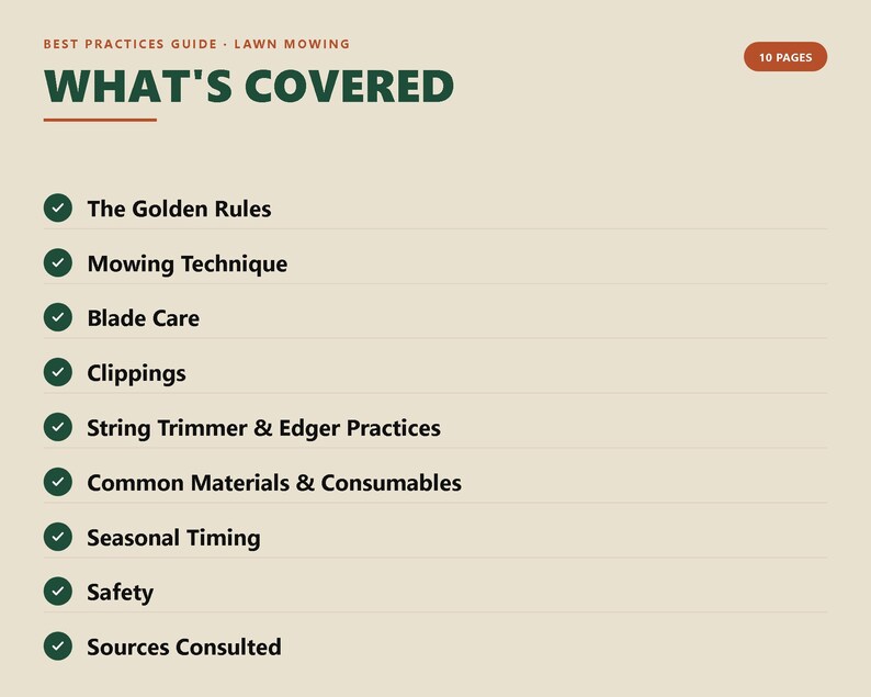 Lawn Mowing Best Practices Guide, Yard Care Tips PDF, Lawn Care Reference for Homeowners and Solo Operators image 2
