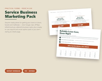 Service Business Marketing Pack, Flyer, Brochure, Door Hanger (PDF Editable)