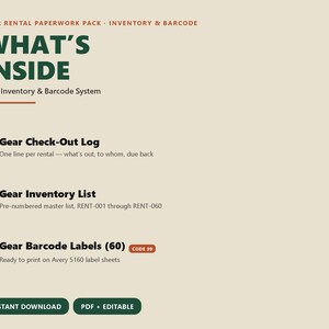 Gear Inventory & Barcode Label System (Printable PDF) image 2