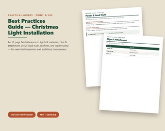 Christmas Light Installation Guide, Safety, Materials, Ladder (PDF Download)