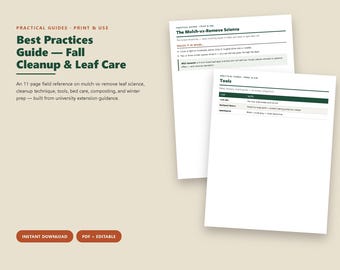 Fall Cleanup Best Practices Guide, Leaf Removal Lawn Care PDF, Mulch vs Rake Tips for Homeowners and Solo Operators