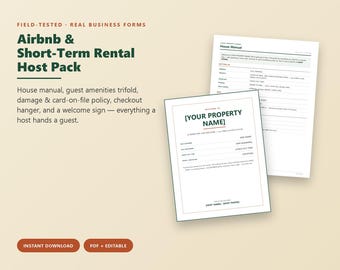 Short-Term Rental Host Pack, House Manual Template, Welcome Book, Guest Guide, Checkout Checklist, Damage Policy, Editable Printable PDF