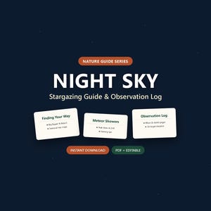 Gids voor het observeren van de nachtelijke hemel, afdrukbaar observatielogboek voor astronomie, sterrenkaart van sterrenbeelden (pdf), meteorenregenkaart afbeelding 1