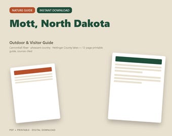 Mott North Dakota Outdoor Visitor Guide, Pheasant Hunting, Fishing (Digital Download)
