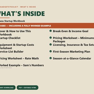 Lawn Care Business Startup Workbook, Pricing Worksheet, Licensing Checklist, Marketing Plan, Editable Printable PDF image 2
