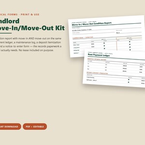 Landlord Move-In Move-Out Condition Report Kit (PDF + Editable) image 1