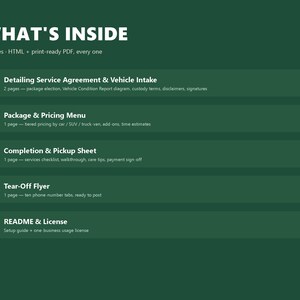 Paquete de información para el cliente de detallado de automóviles / Formulario de admisión, lista de precios, informe de estado (PDF editable) imagen 2