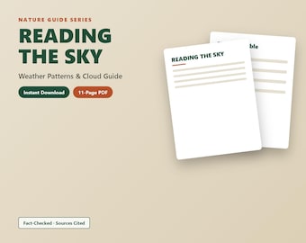 Reading the Sky Weather Patterns Cloud Guide PDF, Cloud ID Chart, Weather Forecasting Guide, Storm Safety Printable, Nature Guide