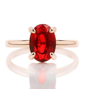Oval Ruby Solitaire Ring · Rose Gold Oval Gemstone Ring · July Birthstone Ring · Single Band Engagement Ring · Ruby Stone Ring