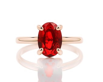 Oval Ruby Solitaire Ring · Rose Gold Oval Gemstone Ring · July Birthstone Ring · Single Band Engagement Ring · Ruby Stone Ring