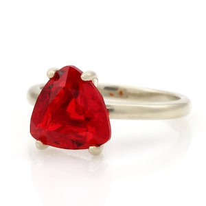 Ruby Engagement Ring · Sterling Silver Solitaire Ring Ruby · July Birthstone Ring For Women · Proposal Ring Silver