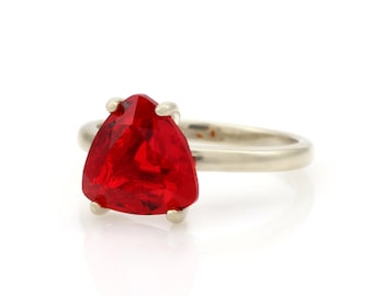 Anillo de compromiso con rubí · Anillo solitario de plata de ley con rubí · Anillo con piedra natal de julio para mujer · Anillo de propuesta de plata