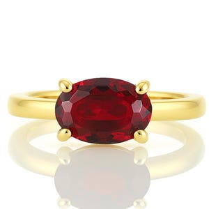 Garnet Rings For Women · Garnet Ring Gold · Rhodolite Garnet Ring · Sideways Oval Cut Gemstone Ring · Garnet Engagement Ring Gold