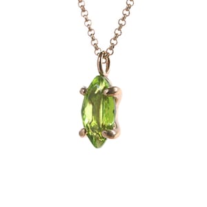 18k Peridot Pendant Necklace · Gold Green Peridot Necklace · August Birthstone Jewelry · Gift For Wife Marquise Necklace image 6