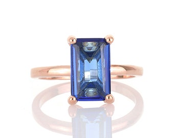 Pink Rose Gold Sapphire Ring · 18k Rose Gold Sapphire Precious Ring · Gifts For Wife · Rose Gold Anniversary Ring Sapphire