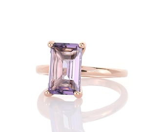 Rose Gold Semiprecious Ring · Amethyst Ring · Rectangle Ring · Small Cocktail Ring · Vintage Ring · Gemstone Ring · Rose Gold Ring