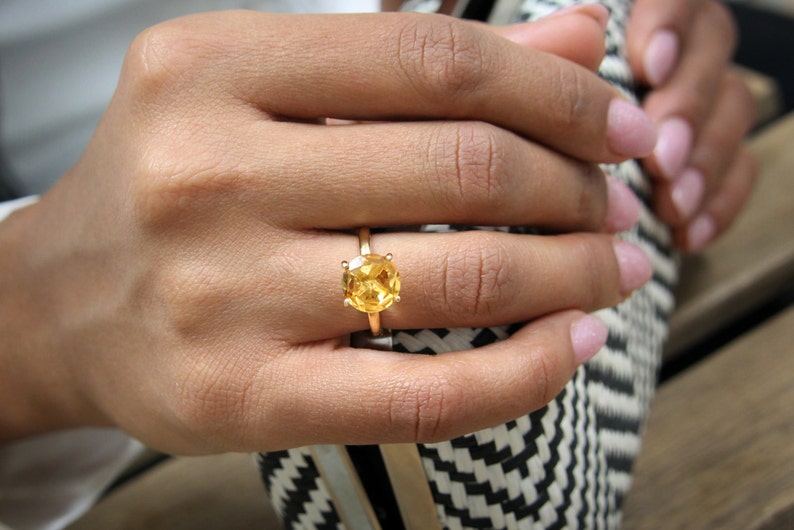 Citrine ring · November birthstone ring · stacking ring · gemstone ring · custom semiprecious ring · Yellow ring · quartz ring 