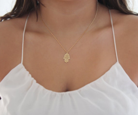Kabbalah Necklace Hamsa Necklace Gold Filled Necklace Simple