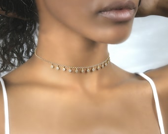 CZ Necklace 18k Gold · Cubic Zirconia Pendants Necklace · Delicate Charm Gold Chain Necklace · Bridesmaid Gift Minimalist Charm Necklace