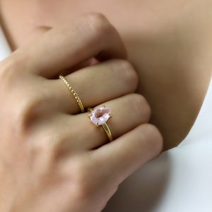 Rose Quartz Ring · Self-Love Ring · Pear Shape Gold Ring · Prong Cocktail Ring · 18k Stacking Ring · Gemstone Ring · Gold Filled Ring
