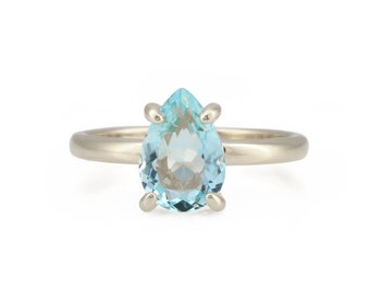 Pear Teardrop Ring · Silver Ring · Topaz Ring · London Topaz Ring · Bridesmaid Rings · Bridal Ring · Mom Ring · Girlfriend Ring