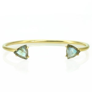 Open Cuff Bracelet · Two Stone Bracelet · 14k Gold Filled Bracelet · Customizable Gemstone Bracelet · Adjustable Bracelet For Women
