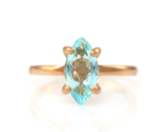 Pink Rose Gold Topaz Ring · Engagement Ring Topaz · Gemstone Marquise Ring · Stack Birthstone Ring · Delicate Topaz Ring