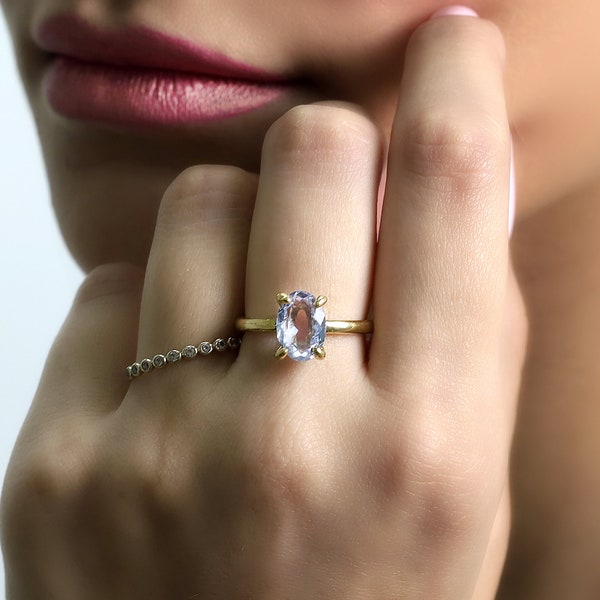 Tanzanite Gold Oval Ring · Gold Filled Ring · Solitaire Promise Ring · 14k, 18k or 24k Ring · December Birthstone Ring · Engagement Ring