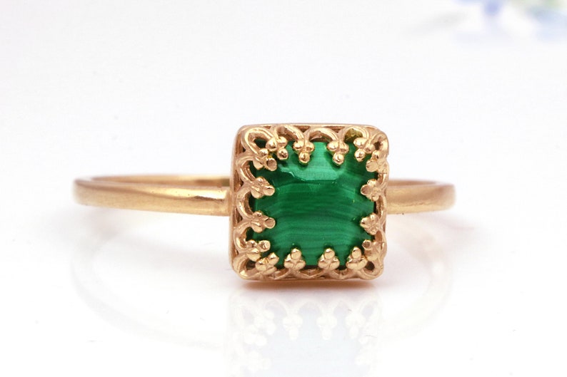 Malachite ring,delicate rings,delicate rose gold ring,gemstone ring,thin rings for women,thin gold ring,14k thin ring