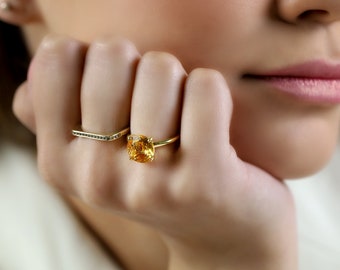 Citrine ring · November Birthstone Ring · Stacking Ring · Gemstone Ring · Custom Semiprecious Ring · Yellow Ring · Quartz Ring