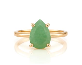 Anillo de promesa · Anillo de aventurina verde · Anillo de piedra preciosa verde · Anillo de piedra verde menta · Anillo de compromiso · Anillo chapado en oro rosa