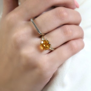 Anillo de citrino · Anillo de plata · Anillo con la piedra natal de noviembre · Anillo de cumpleaños · Anillo de energía de la suerte · Anillo curativo