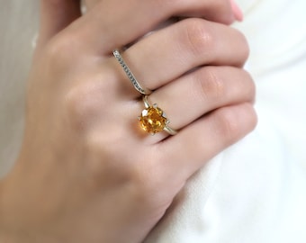 Citrine Ring · Silver Ring · November Birthstone Ring · Birthday Ring · Luck Energy Ring · Healing Ring
