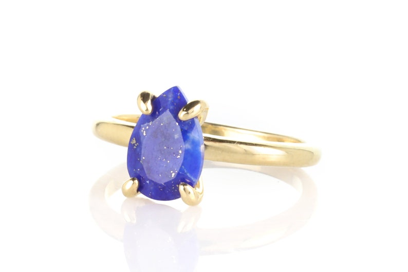 Pink Gold Lapis Ring Teardrop Ring Gemstone Ring Birthstone Ring Promise Ring Engagement Ring Rose Gold Ring Lapis Lazuli Ring image 7