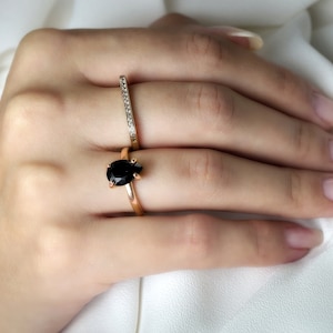 Rose Gold Ring · Onyx Ring · Black Ring · Fashion Ring · Gemstone Ring · Teardrop Ring · Stack Ring · Stackable Rings