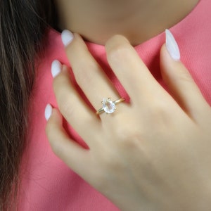 Teardrop Gold Ring · Drop Ring · Pear Ring · Crystal Quartz Ring · White Quartz Ring · Simple Ring · Dainty Ring