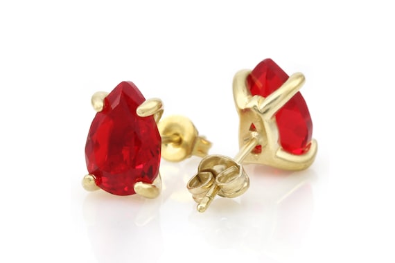18kt Gold Ruby Earrings · Gold Filled Gemstone Earrings · Bridal Wedding Earrings · Simply Classic Earrings