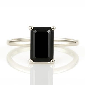 14k Rose Gold Ring · Black Onyx Ring · Gemstone Ring · Rectangle Ring · Rose Gold Stone Ring · Emerald Cut Ring · Stackable Ring image 5