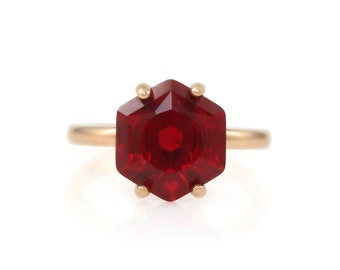 Rose Gold Garnet Ring · Red Gemstone Engagement Promise Ring · January Birthstone Ring · Anniversary Gift For Her