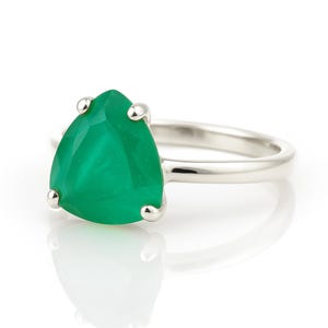 Triangle Ring · Trillion Ring · Silver Delicate Ring · Green Ring · Birthday Gift · Friendship Ring · Onyx Ring