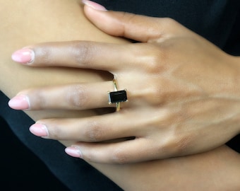 Black Onyx Ring · Rectangle Ring · Gold Ring · Prong Ring · Delicate Stone Ring · Everyday Ring · Customize Rings