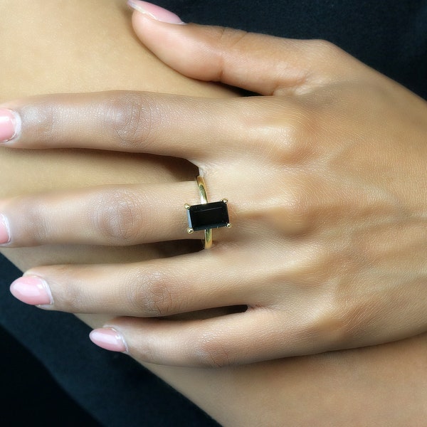 Black Onyx Ring · Rectangle Ring · Gold Ring · Prong Ring · Delicate Stone Ring · Everyday Ring · Customize Rings
