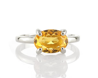 Silver Citrine Ring · November Birthstone Ring · 925 Oval Stone Ring · Stacking Ring · Gold Ring · Citrine Energy Ring · Health Ring