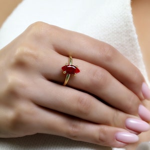 July Birthstone Ring · Gold Ruby Ring · Marquise Engagement Ring · Red Ruby Solitaire Ring · Stackable Gemstone Ring