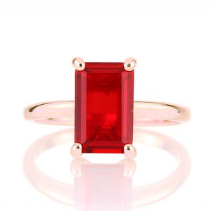 14k Rose Gold Ruby Ring · Engagement Ring · Simple Solitaire Ring · Minimalist Rectangle Ruby Ring · Pink Gold Rings