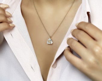 18k Gold Quartz Necklace · Delicate Crystal Quartz Necklace · White Quartz Pendant · Semiprecious Necklace