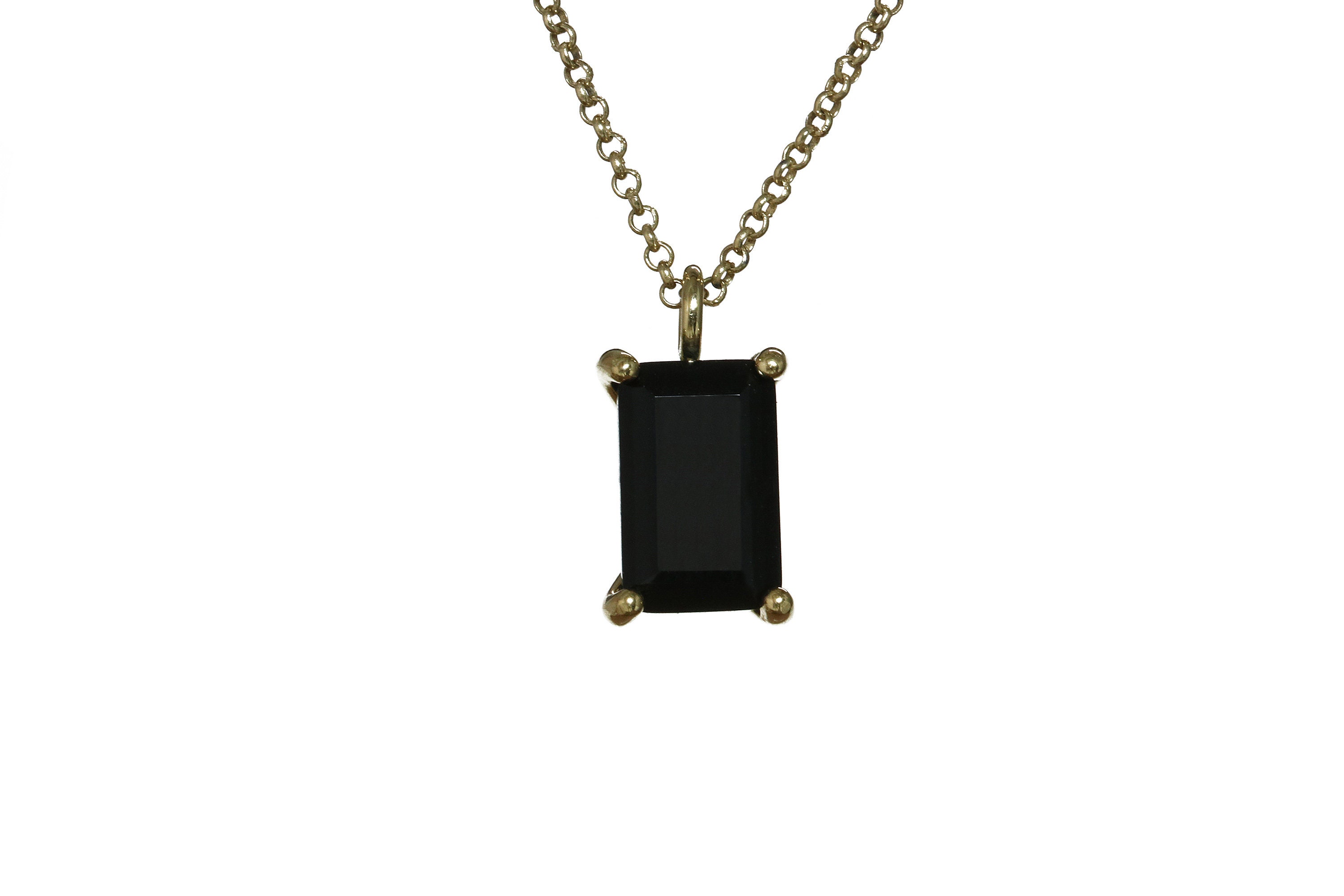 Stunning Rectangle Black Onyx Necklace · Simple Crystal Pendant