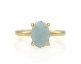 Aquamarine Oval Ring · Bridesmaid Gifts March Wedding · 24k Gold Ring · 14k Gold Filled Ring · Everyday Gold Ring