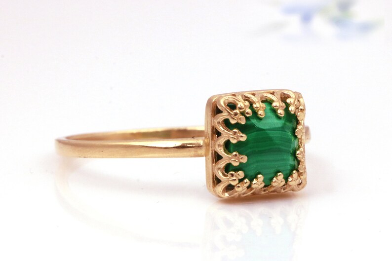 Malachite ring,delicate rings,delicate rose gold ring,gemstone ring,thin rings for women,thin gold ring,14k thin ring